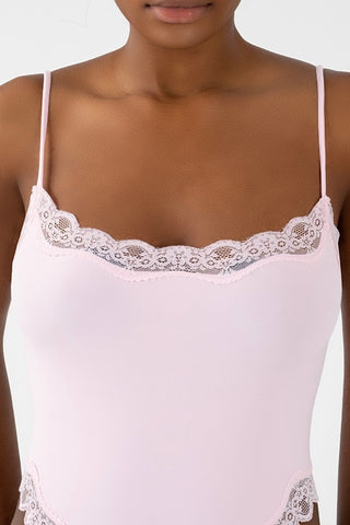 Square Neck Lace Trim Bodysuit