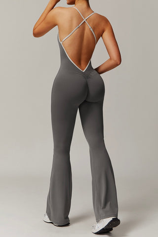 Contrast Crossover Back Jumpsuit