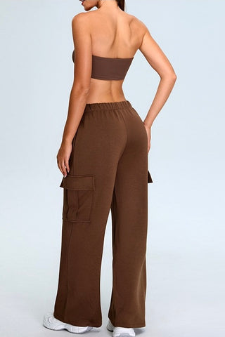 Mid Rise Elastic Waist Cargo Pant