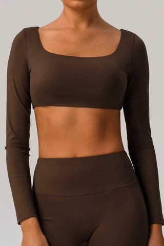 Square Neck Long Sleeve Crop Top