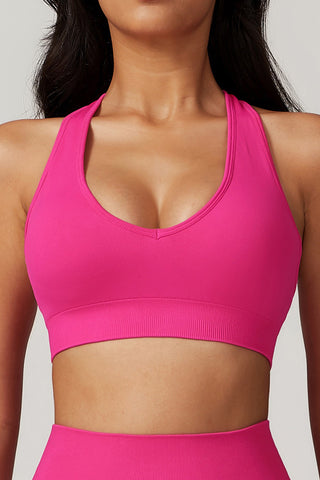 Seamless Deep-V Openback Sports Bra