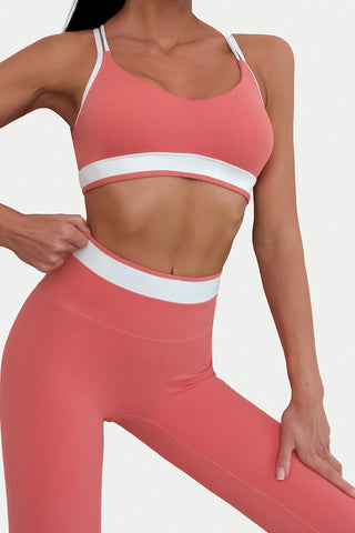 Contrast Strap Multi-strap Back Sports Bra