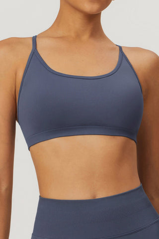 Scoop Neck Strappy Back Sports Bra