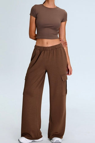 Crop Tee & Cargo Pants Two Piece Set