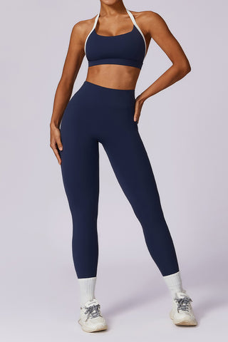 Contrast Strap Sport Bra & Legging Two Piece Set