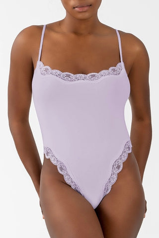 Square Neck Lace Trim Bodysuit