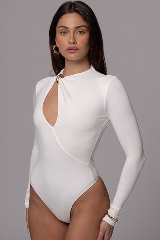 Ring Front Cutout Long Sleeve Bodysuit