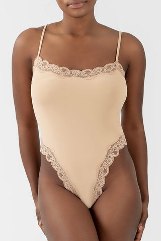 Square Neck Lace Trim Bodysuit