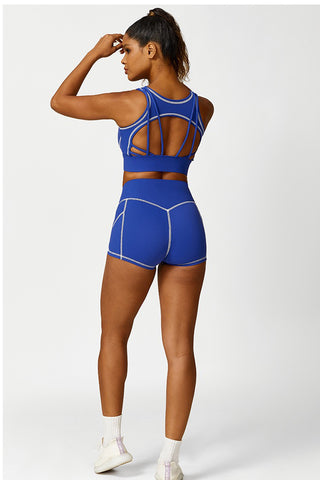 Scoop Neck Contrast Topstitch Sports Bra