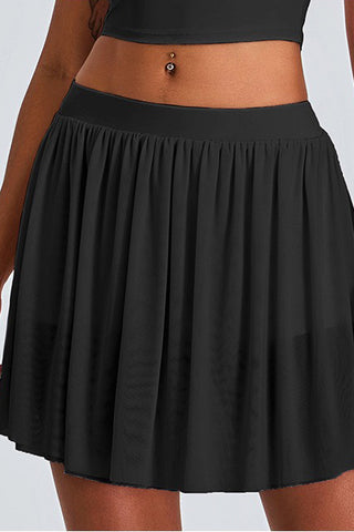 Mesh Pleated Skort