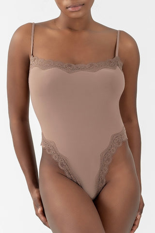 Square Neck Lace Trim Bodysuit