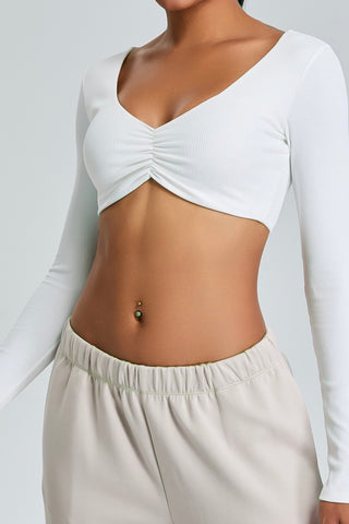 Scoop Neck Ruched Front Crop Top