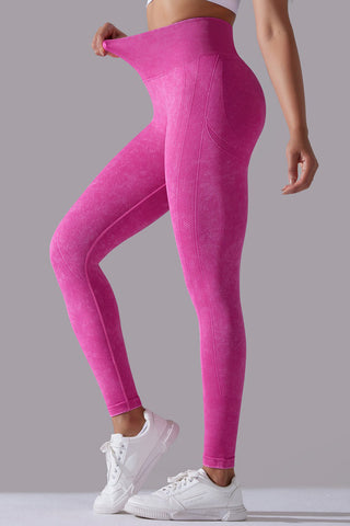 Ribbed Waist Washed Legging