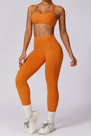 Double-Strap Sports Bra & Legging Two Piece Set