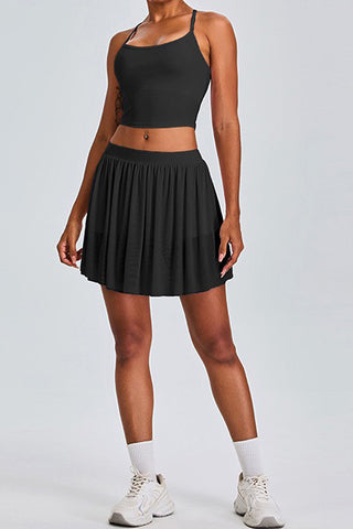 Mesh Pleated Skort