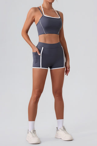 Double Layer Sports Bra & Short Two Piece Set