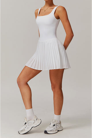 Open Back Pleated Mini Dress