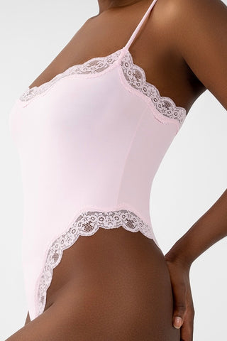 Square Neck Lace Trim Bodysuit