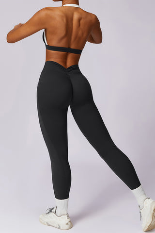 Contrast Strap Sport Bra & Legging Two Piece Set