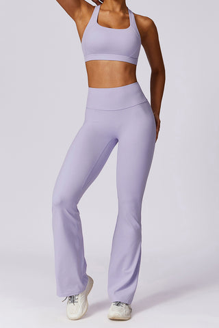 Square Crossover Sports Bra & Flare Legging Two Piece Set