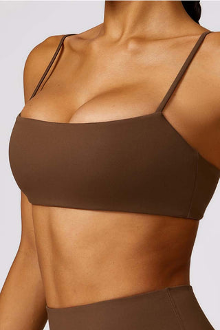 Square Neck Spaghetti Strap Sports Bra