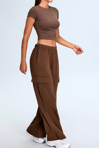 Crop Tee & Cargo Pants Two Piece Set