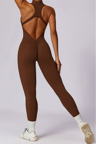 Zip Up Cutout Back Jumpsuit