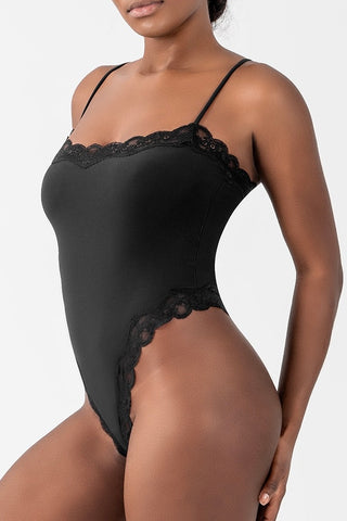 Square Neck Lace Trim Bodysuit