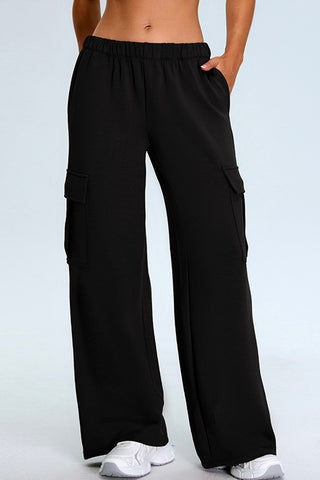 Mid Rise Elastic Waist Cargo Pant