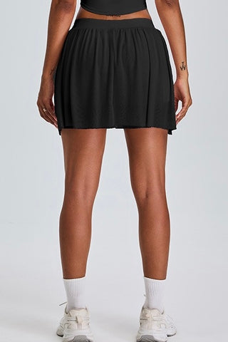 Mesh Pleated Skort