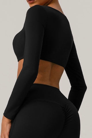 Square Neck Long Sleeve Crop Top