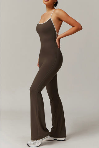 Contrast Crossover Back Jumpsuit