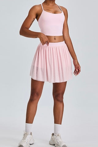 Mesh Pleated Skort