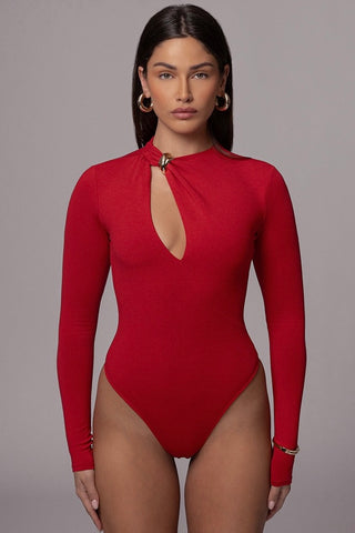 Ring Front Cutout Long Sleeve Bodysuit