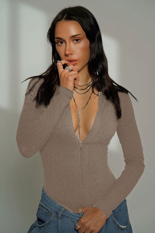 Zip Up Long Sleeve Bodysuit