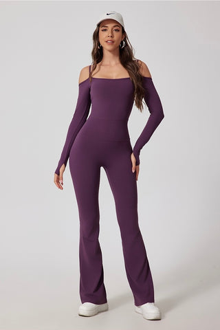 Long Sleeve Strap Flare Jumpsuit