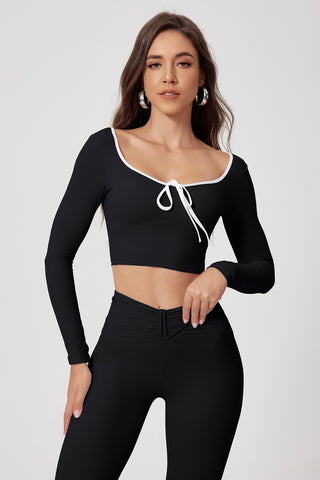 Ribbon Front Crop Top & Legging Two Piece Set