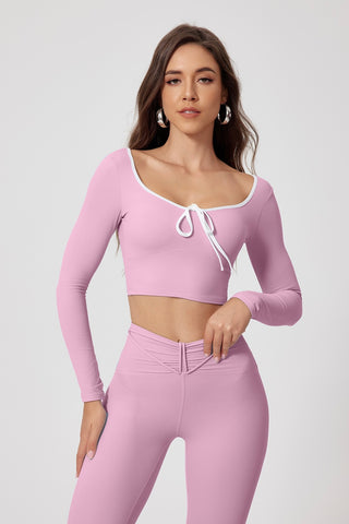 Ribbon Front Crop Top & Legging Two Piece Set