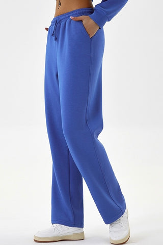 Ribbed Drawstring Waist Pocketed Pant