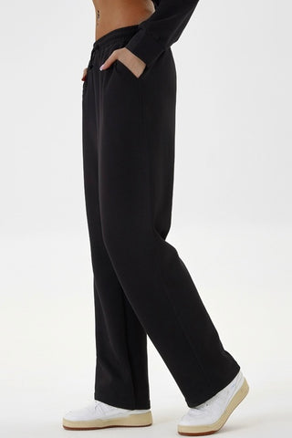 Ribbed Drawstring Waist Pocketed Pant