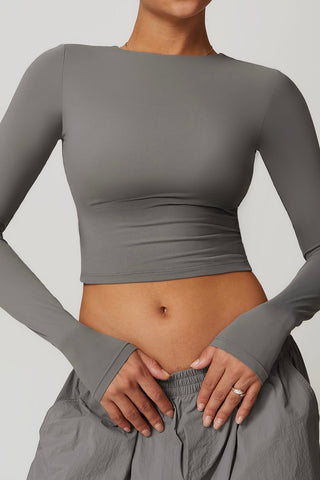 Crew Neck Long Sleeve Crop Top