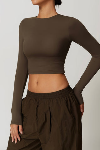 Crew Neck Long Sleeve Crop Top