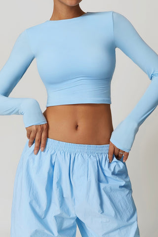 Crew Neck Long Sleeve Crop Top