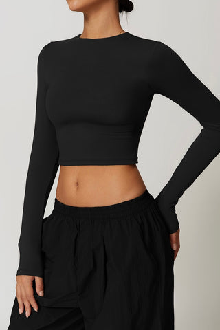 Crew Neck Long Sleeve Crop Top