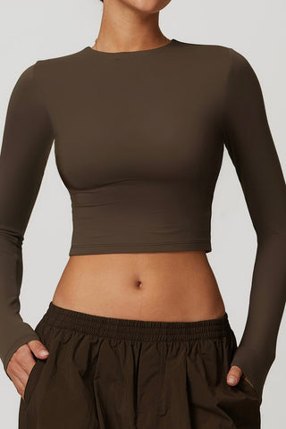 Crew Neck Long Sleeve Crop Top