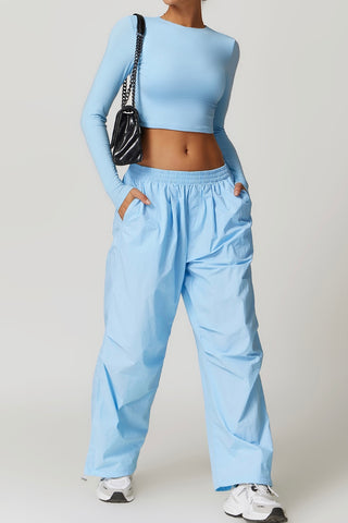 Crew Neck Long Sleeve Crop Top