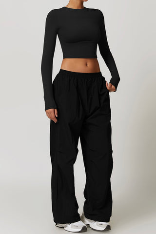 Crew Neck Long Sleeve Crop Top