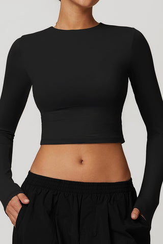 Crew Neck Long Sleeve Crop Top