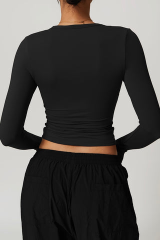 Basic V Neck Long Sleeve Crop Top