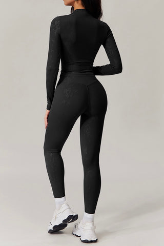 Mock Neck Crop Top & Legging Two Piece Set